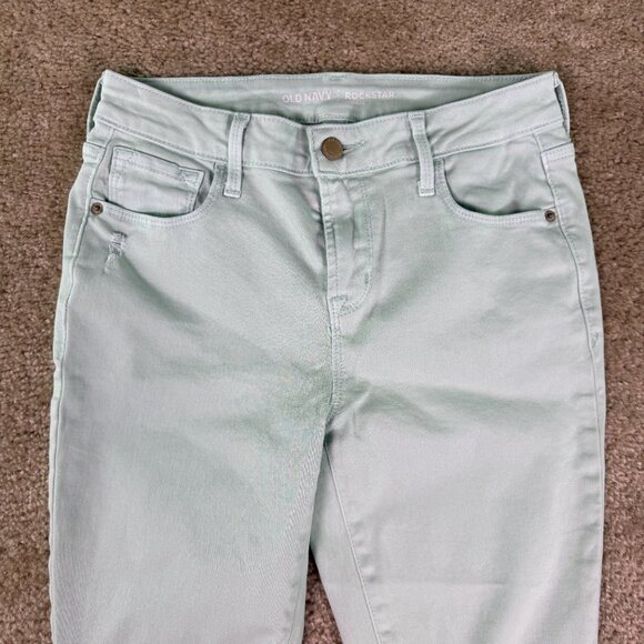 Old Navy Womens Size 6 Rockstar Skinny Mid Rise Green Denim Jeans 28x29 E766 - Picture 2 of 14